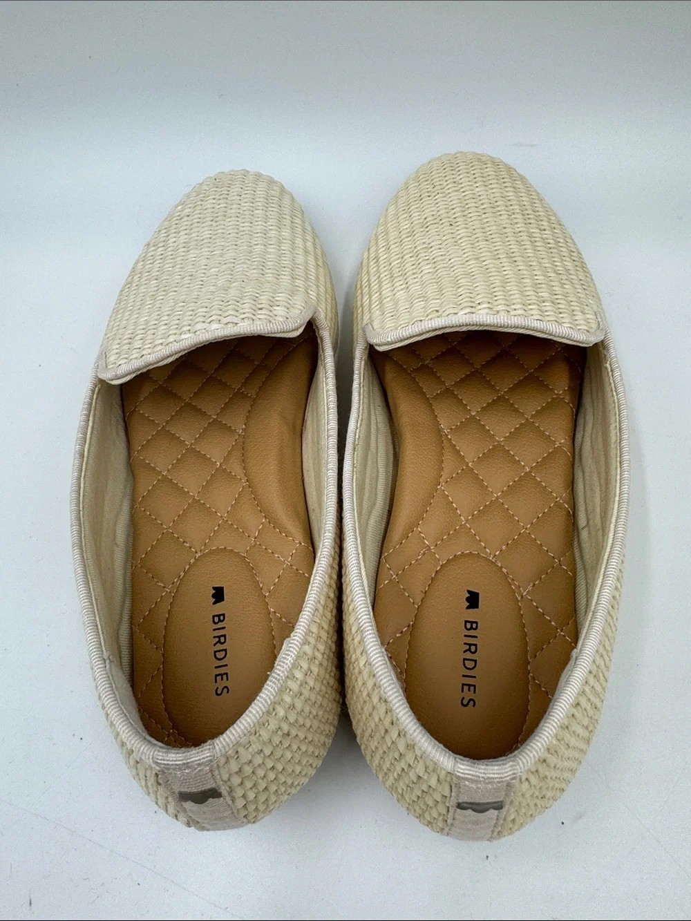 Birdies Cream Woven Slip-On Loafers